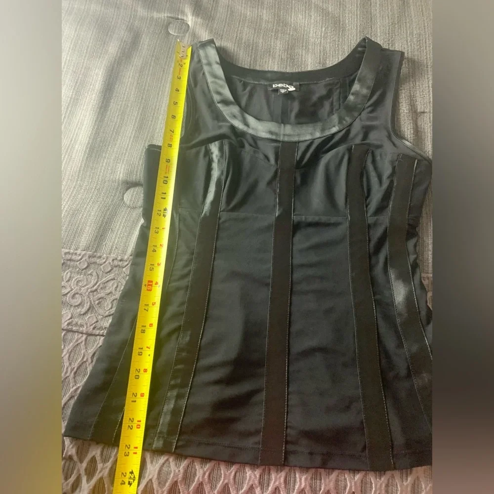 Bebe Mesh Satin Corset Top Black Medium - Picture 16 of 16
